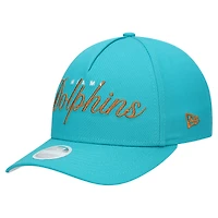 Women's New Era  Aqua Miami Dolphins  Metallic 9FORTY M-Crown A-Frame Adjustable Hat