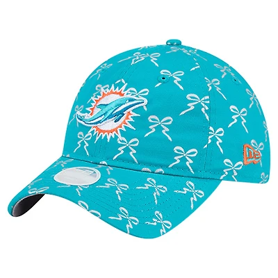 Casquette ajustable New Era Aqua Miami Dolphins Ribbon 9TWENTY pour femme