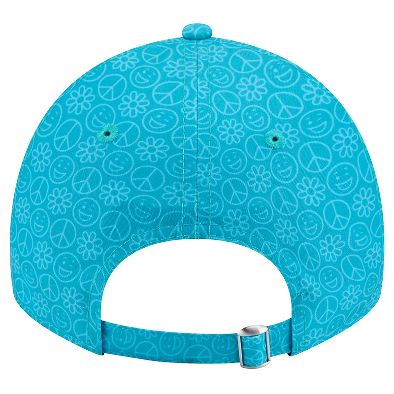 Casquette réglable Aqua Miami Dolphins Smiley 9TWENTY New Era pour femme