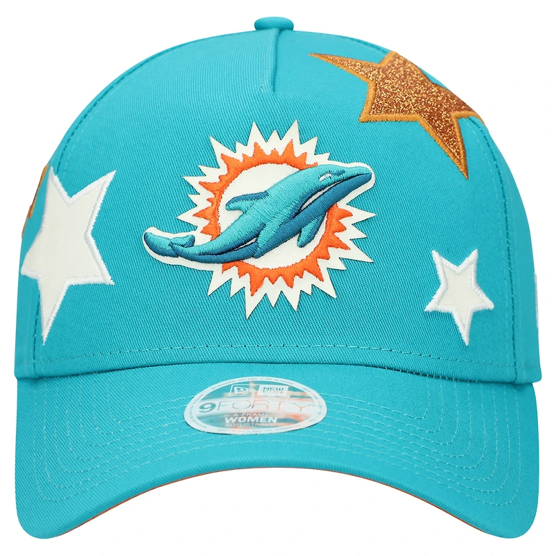 Women's New Era Aqua Miami Dolphins Stardom A-Frame 9FORTY Adjustable Hat