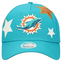 Women's New Era  Aqua Miami Dolphins  Stardom A-Frame 9FORTY Adjustable Hat