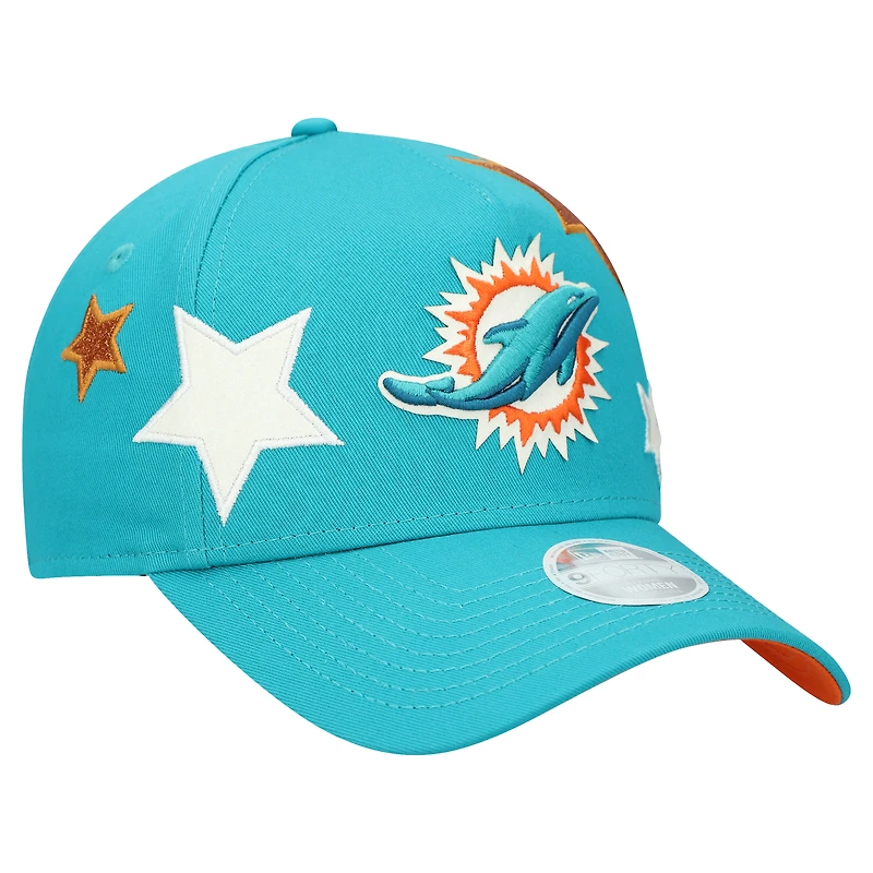Casquette ajustable New Era Aqua Miami Dolphins Stardom A-Frame 9FORTY pour femme