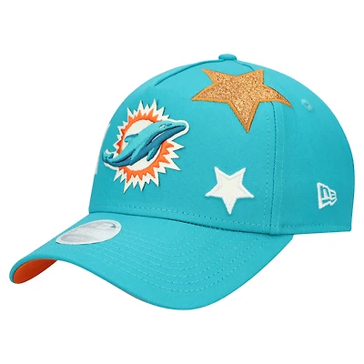 Women's New Era  Aqua Miami Dolphins  Stardom A-Frame 9FORTY Adjustable Hat