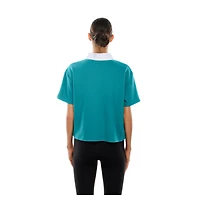 Women's New Era Aqua Miami Dolphins Throwback Boxy Cropped Polo