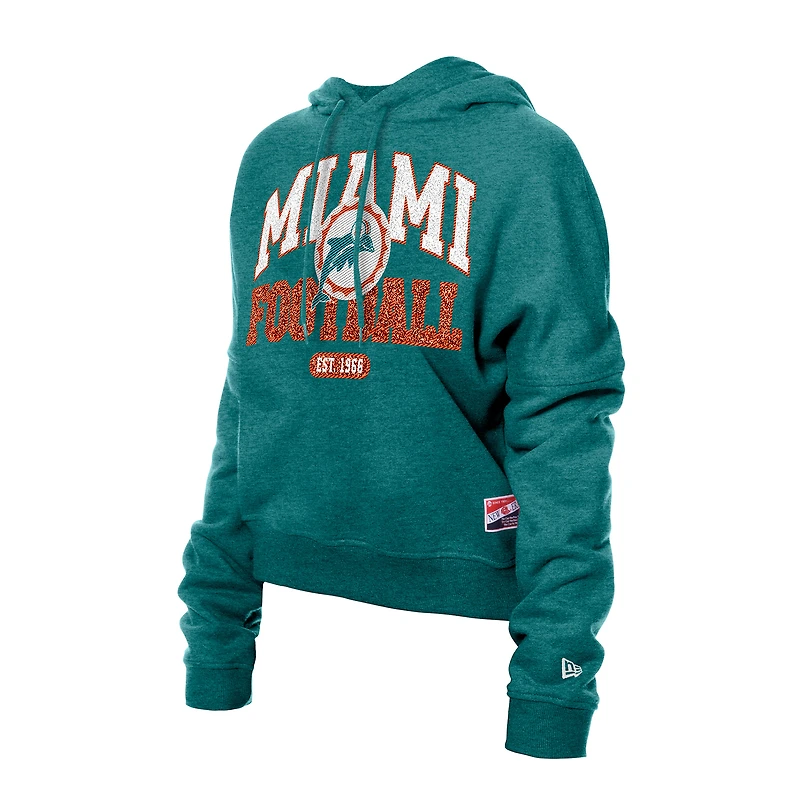 Sweat à capuche boxy rétro New Era Aqua Miami Dolphins pour femme