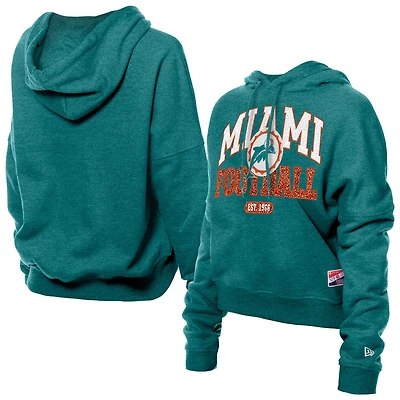 Sweat à capuche boxy rétro New Era Aqua Miami Dolphins pour femme