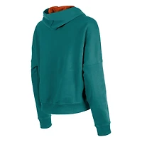 Women's New Era Aqua Miami Dolphins Throwback Boxy Pullover Hoodie