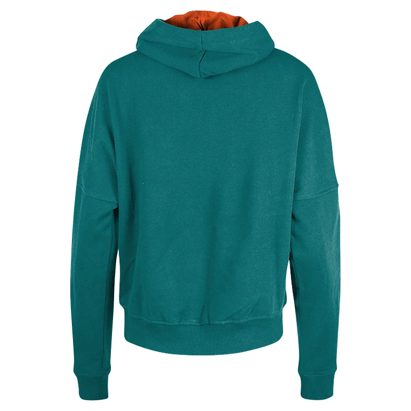 Women's New Era Aqua Miami Dolphins Throwback Boxy Pullover Hoodie