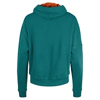 Women's New Era Aqua Miami Dolphins Throwback Boxy Pullover Hoodie