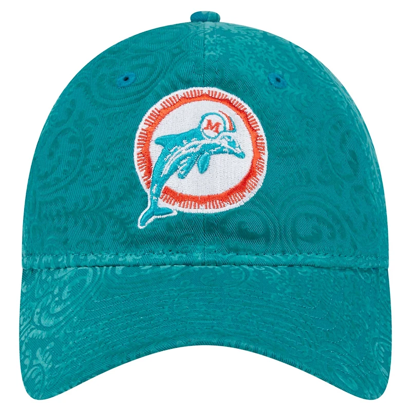 Casquette ajustable Miami Dolphins Throwback Flair 9TWENTY de New Era pour femme