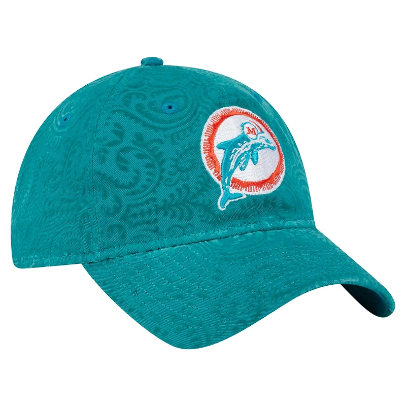 Women's New Era Aqua Miami Dolphins Throwback Flair 9TWENTY Adjustable Hat