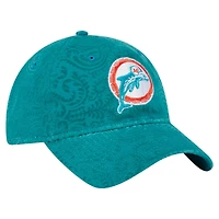 Women's New Era Aqua Miami Dolphins Throwback Flair 9TWENTY Adjustable Hat