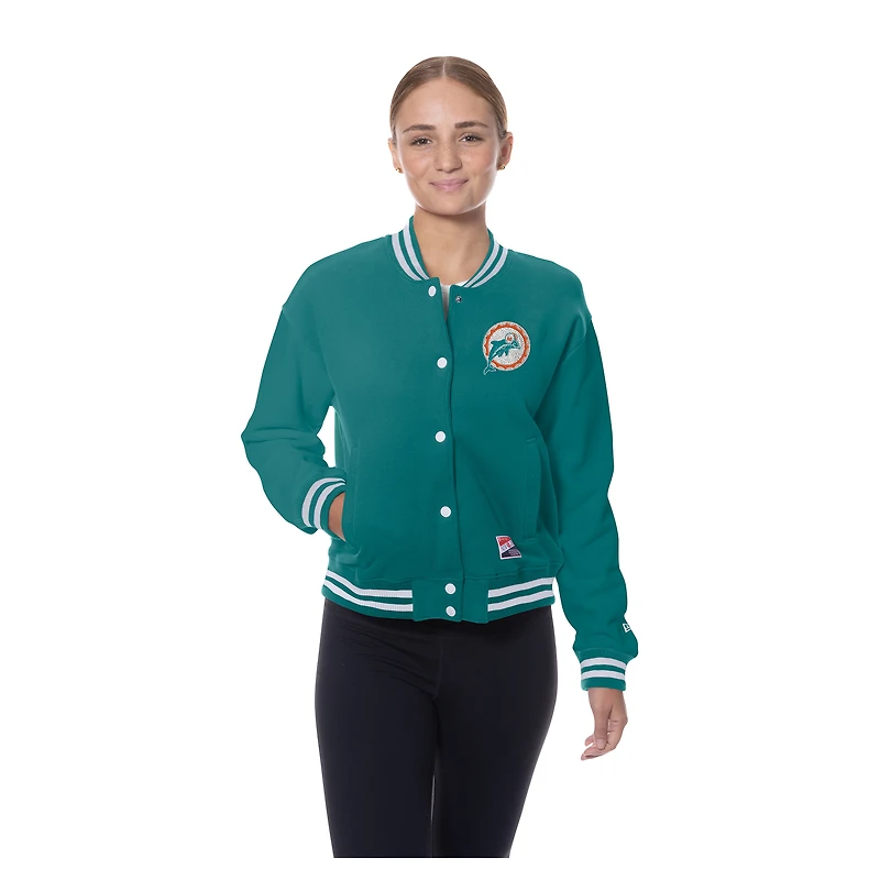 Veste polaire à boutons-pression New Era Aqua Miami Dolphins pour femme