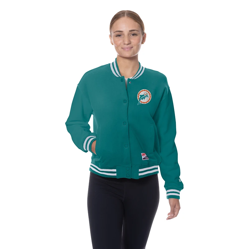 Veste polaire à boutons-pression New Era Aqua Miami Dolphins pour femme