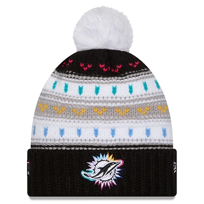 Bonnet à revers et pompon NFL Crucial Catch 2025 des Dolphins de Miami de New Era pour femme