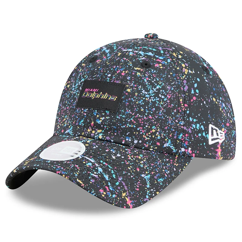 Casquette ajustable noire New Era Miami Dolphins 2025 NFL Crucial Catch Pony Tail pour femme