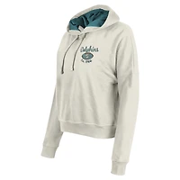 Women's New Era Cream Miami Dolphins 3rd Down Historic Pullover Hoodie