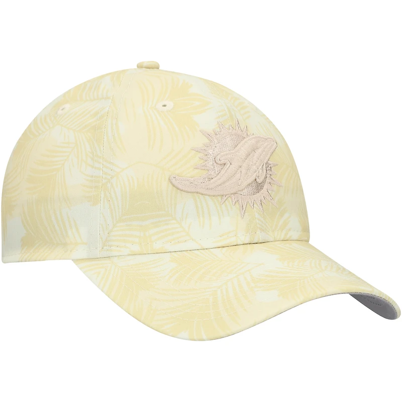 Casquette ajustable Frond 9TWENTY pour femme New Era, couleur crème, Miami Dolphins