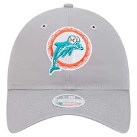 Casquette ajustable 9TWENTY Throwback des Miami Dolphins de New Era pour femme, grise