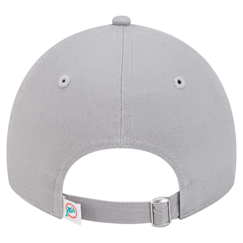 Casquette ajustable 9TWENTY Throwback des Miami Dolphins de New Era pour femme, grise