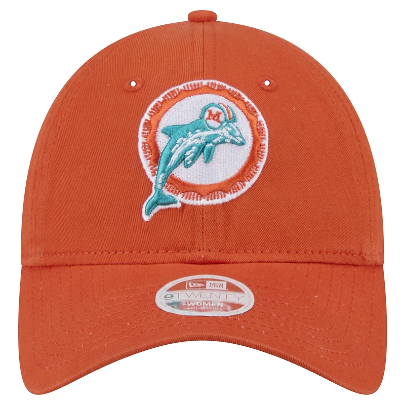 Women's New Era  Orange Miami Dolphins Throwback Main Core Classic 2.0 9TWENTY Adjustable Hat