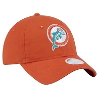 Women's New Era  Orange Miami Dolphins Throwback Main Core Classic 2.0 9TWENTY Adjustable Hat