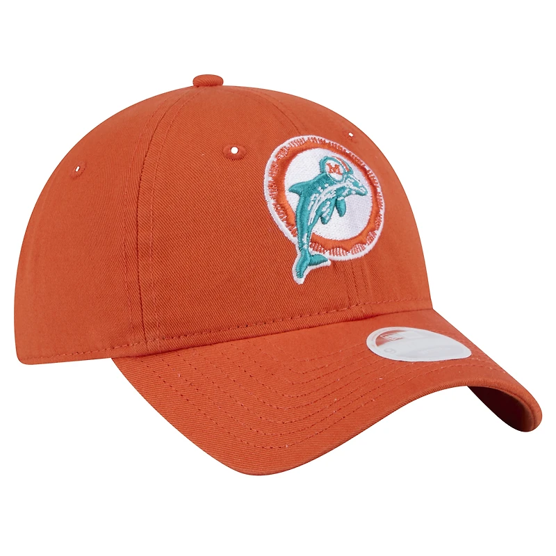 Women's New Era Orange Miami Dolphins Throwback Main Core Classic 2.0 9TWENTY Adjustable Hat