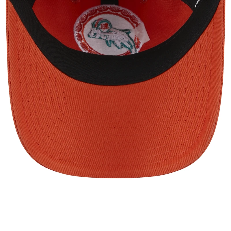 Casquette ajustable New Era Orange Miami Dolphins Throwback Main Core Classic 2.0 9TWENTY pour femme