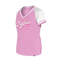 T-shirt col V rose New Era pour femme
