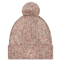 Bonnet en tricot à revers tendance avec pompon pour femme New Era Stone Miami Dolphins