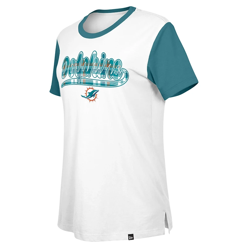 Women's New Era White/Aqua Miami Dolphins 3rd Down T-Shirt
