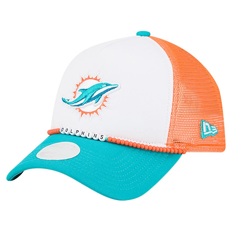 Women's New Era White/Aqua Miami Dolphins Friendship Bracelet 9FORTY Adjustable Hat