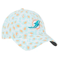 Casquette ajustable Active Leopard 9TWENTY Miami Dolphins blanche New Era pour femme