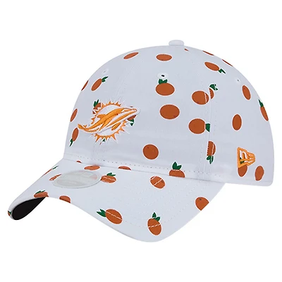 Women's New Era  White Miami Dolphins Fruit Pattern 9TWENTY Adjustable Hat