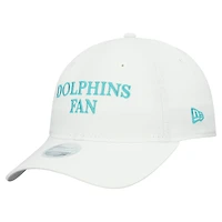 Casquette ajustable New Era blanche pour femme, modèle 9TWENTY, pour supporter des Dolphins de Miami