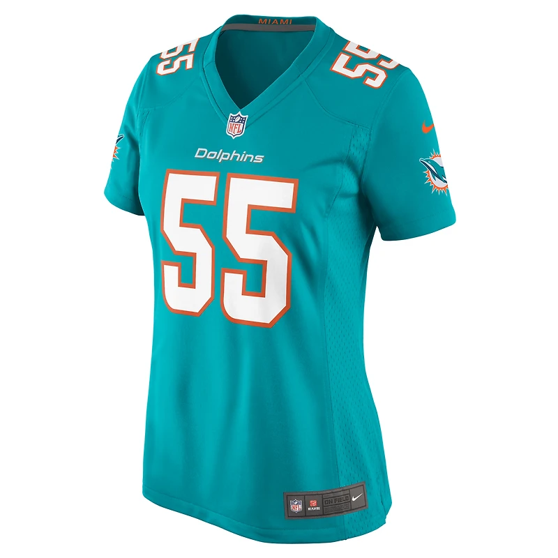 Maillot de match Nike Aaron Brewer Aqua Miami Dolphins pour femme