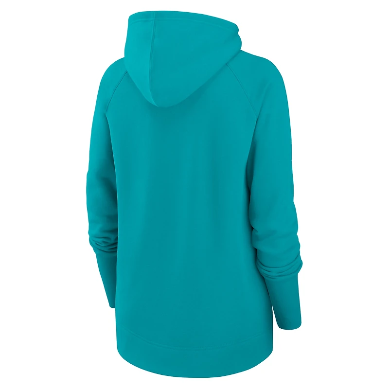 Women's Nike  Aqua Miami Dolphins Asymmetrical Raglan Full-Zip Hoodie