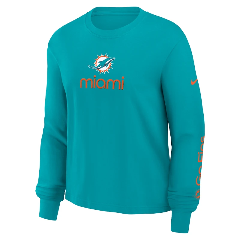 Women's Nike Aqua Miami Dolphins Boxy Long Sleeve T-Shirt