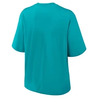 T-shirt Nike Aqua Miami Dolphins Essential Script pour femme, coupe décontractée