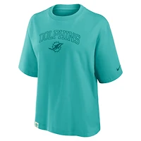 T-shirt Nike Aqua Glory Arch Boxy pour femme des Dolphins de Miami