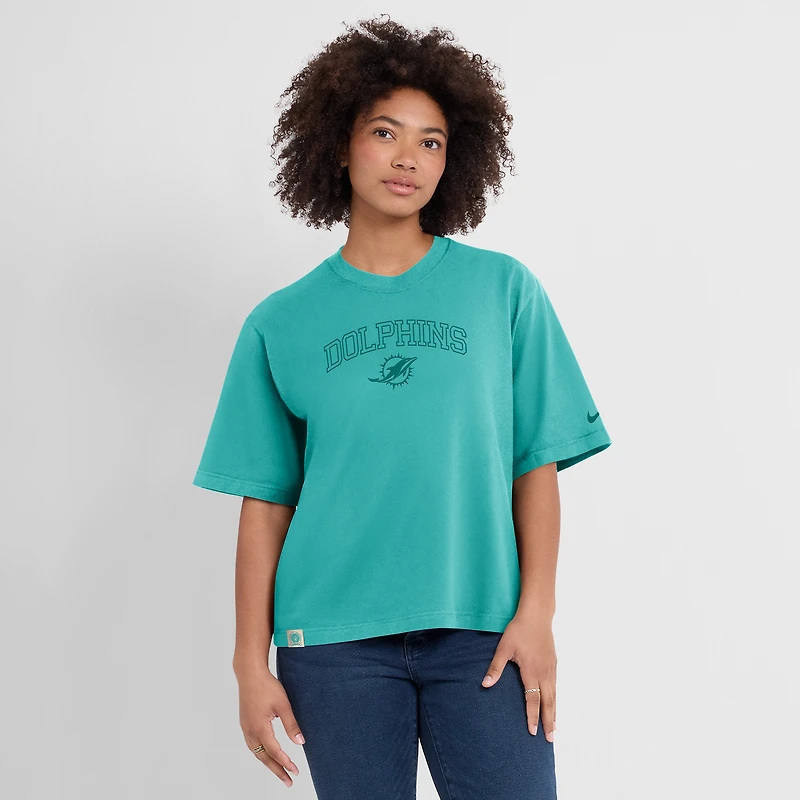 Women's Nike Aqua Miami Dolphins Glory Arch Boxy T-Shirt