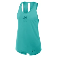 Women's Nike Aqua Miami Dolphins Glory Open-Back Crisscross Dri-FIT Tank Top