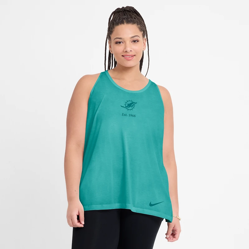 Women's Nike Aqua Miami Dolphins Glory Open-Back Crisscross Dri-FIT Tank Top
