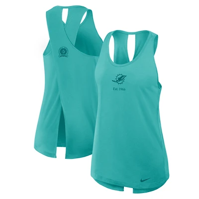 Women's Nike Aqua Miami Dolphins Glory Open-Back Crisscross Dri-FIT Tank Top
