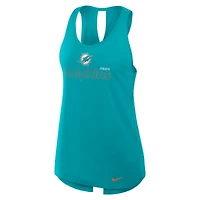 Women's Nike Aqua Miami Dolphins  Open-Back Crisscross Dri-FIT Tank Top