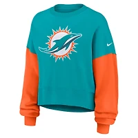 Sweat-shirt oversize à blocs de couleurs Nike Aqua Miami Dolphins pour femme