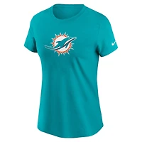 T-shirt Nike Aqua Miami Dolphins pour femme avec logo principal