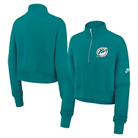 Sweat-shirt Nike Aqua Miami Dolphins Rewind Phoenix à demi-zip pour femme