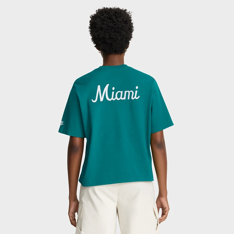 T-shirt Nike Aqua Miami Dolphins Rewind pour femme