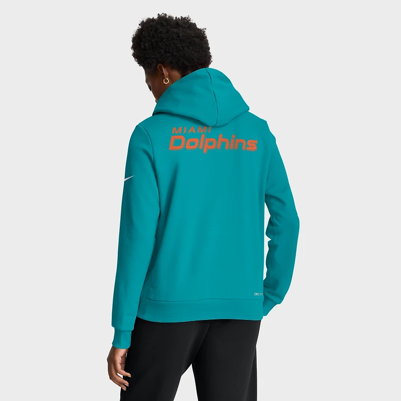 Women's Nike Aqua Miami Dolphins Sideline Standard Issue Initial Home Dri-FIT Hoodie